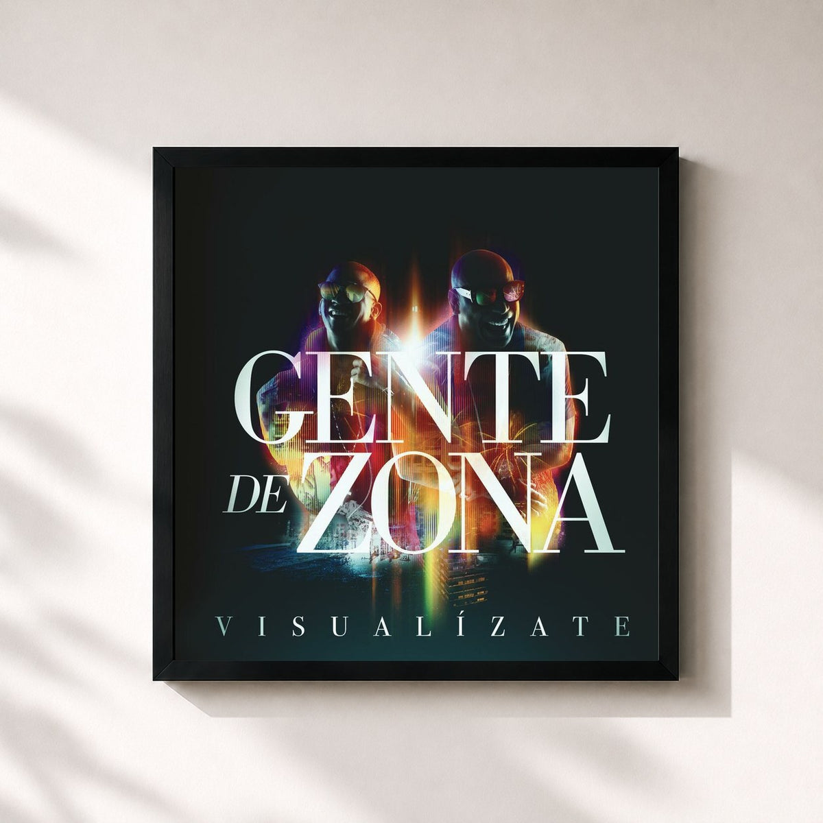 #noir Tableau carré de l'album Visualízate de Gente De Zona, cadre noir 32x32 cm