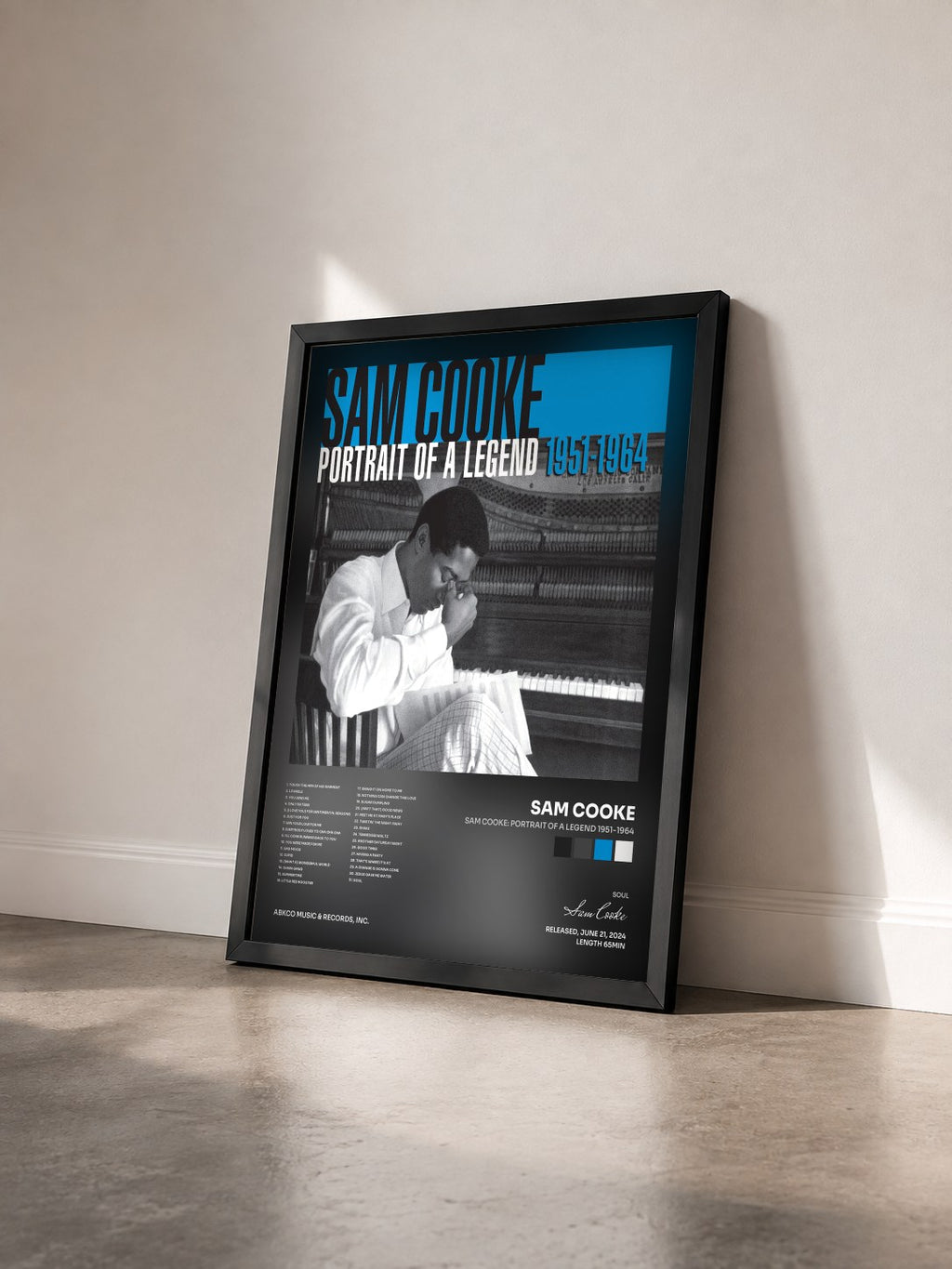 #noir Tableau de l'album Sam Cooke: Portrait Of A Legend 1951-1964 de Sam Cooke vu de trois quarts, cadre noir