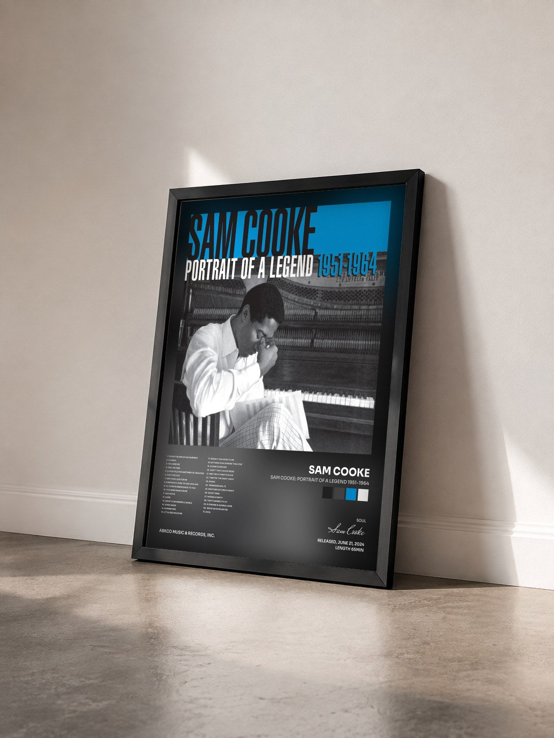 #noir Tableau de l'album Sam Cooke: Portrait Of A Legend 1951-1964 de Sam Cooke vu de trois quarts, cadre noir