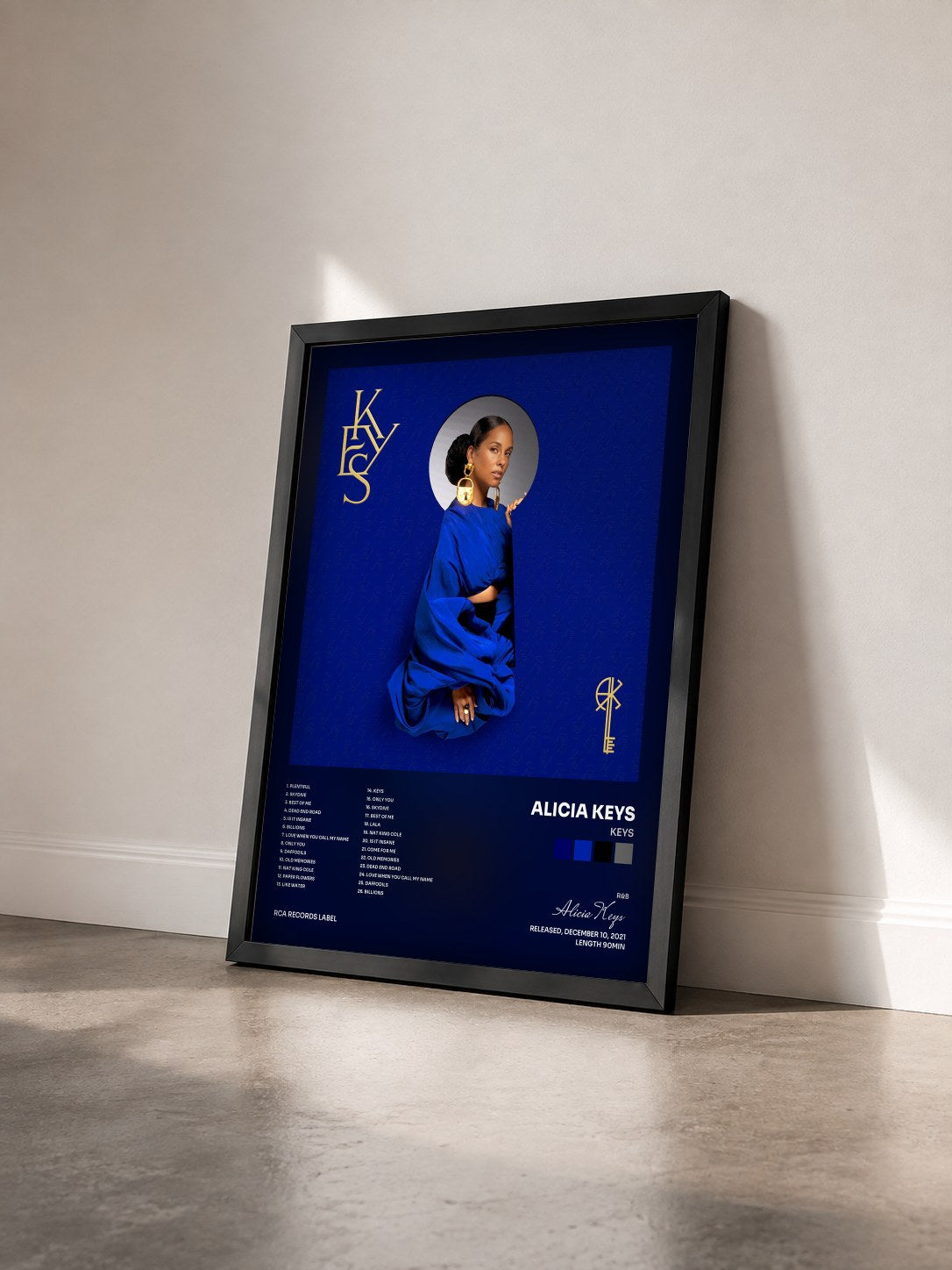 #noir Tableau de l'album KEYS de Alicia Keys vu de trois quarts, cadre noir