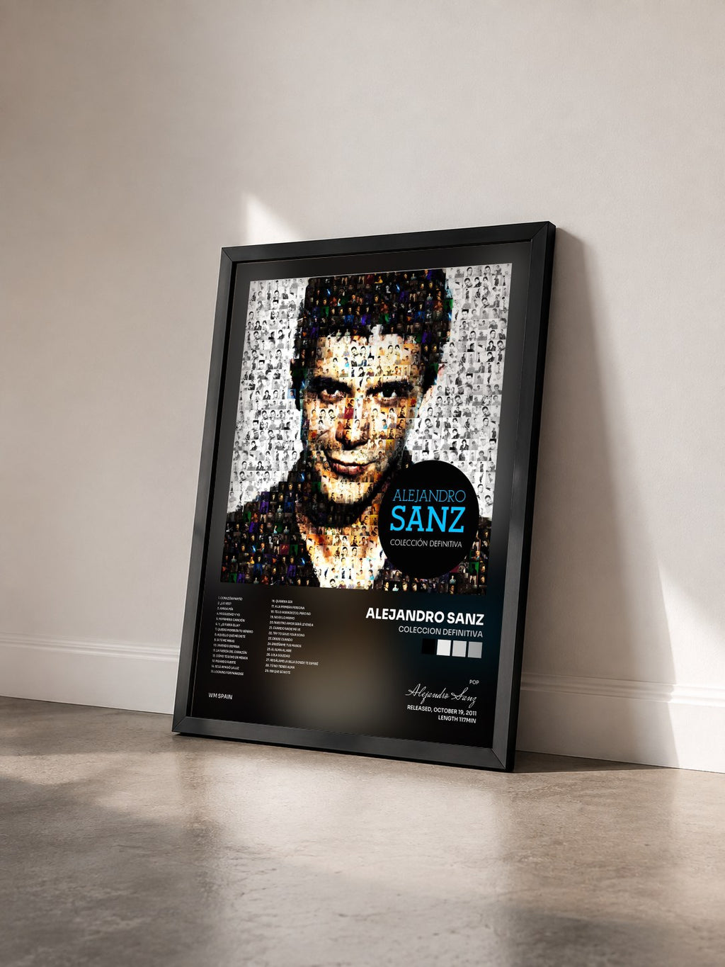 #noir Tableau de l'album Coleccion definitiva de Alejandro Sanz vu de trois quarts, cadre noir