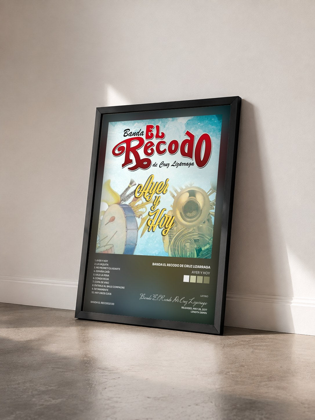 #noir Tableau de l'album Ayer Y Hoy de Banda El Recodo De Cruz Lizarraga vu de trois quarts, cadre noir
