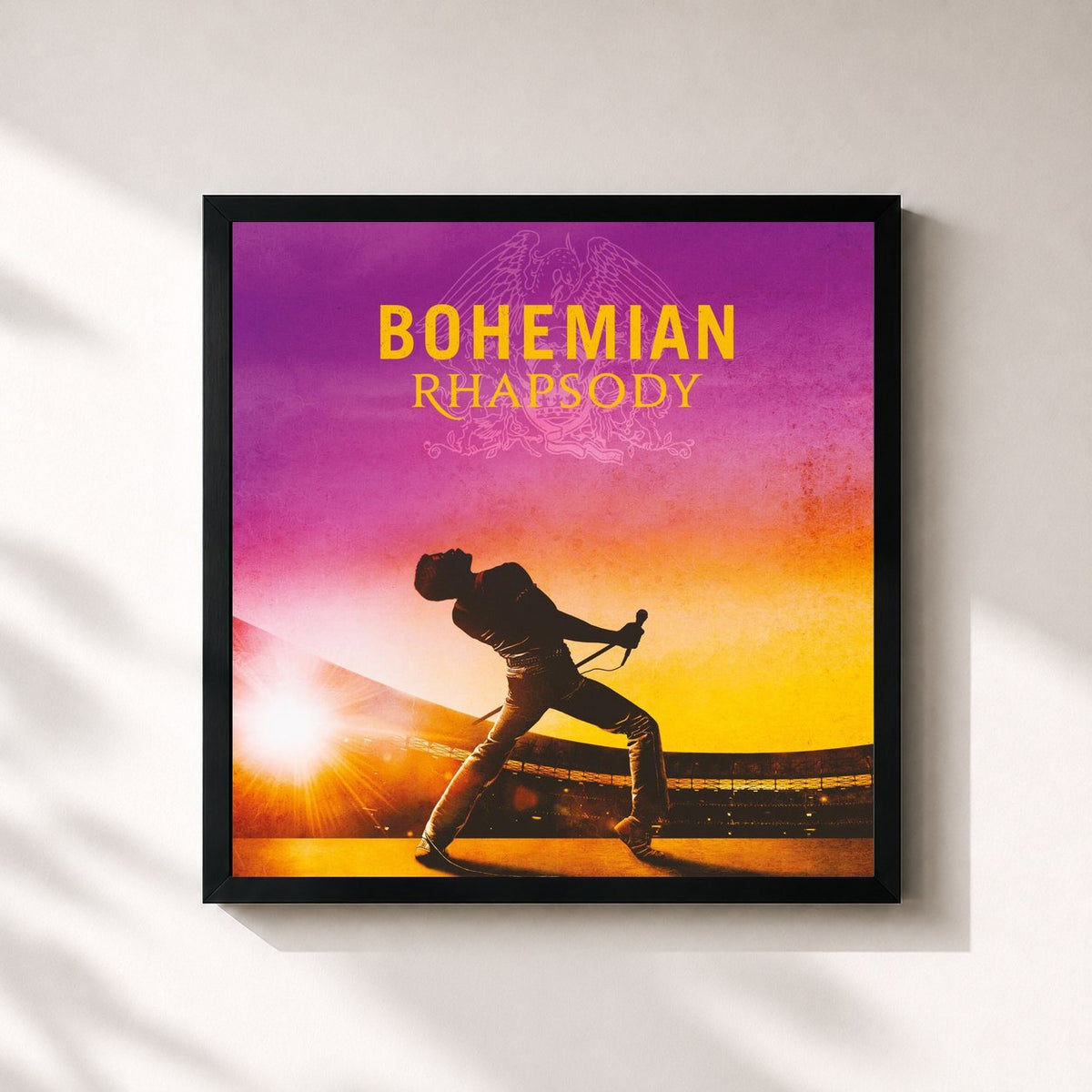 #noir Tableau carré de l'album Bohemian Rhapsody (The Original Soundtrack) de Queen, cadre noir 32x32 cm