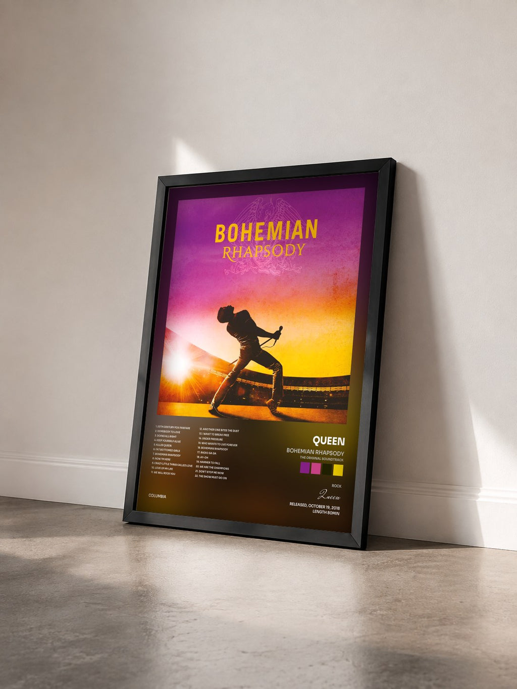 #noir Tableau de l'album Bohemian Rhapsody (The Original Soundtrack) de Queen vu de trois quarts, cadre noir