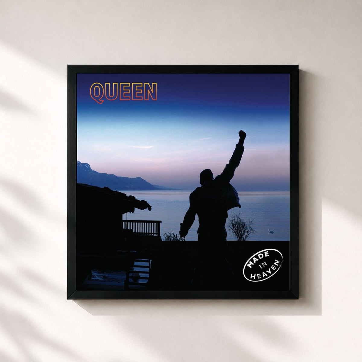 #noir Tableau carré de l'album Made In Heaven de Queen, cadre noir 32x32 cm