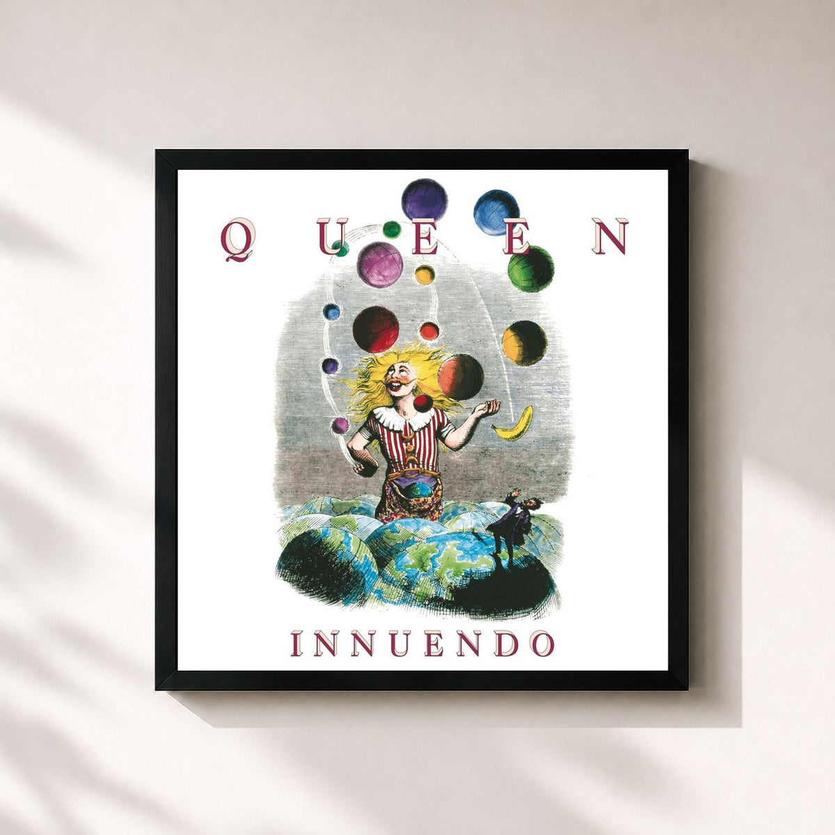 #noir Tableau carré de l'album Innuendo de Queen, cadre noir 32x32 cm