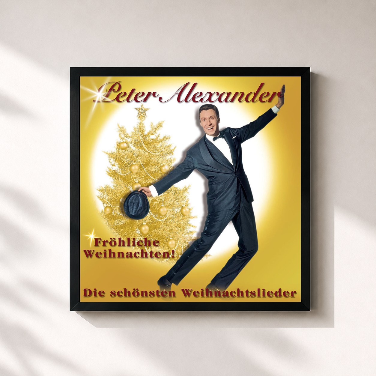 #noir Tableau carré de l'album Fröhliche Weihnachten - Die schönsten Weihnachtslieder de Peter Alexander, cadre noir 32x32 cm