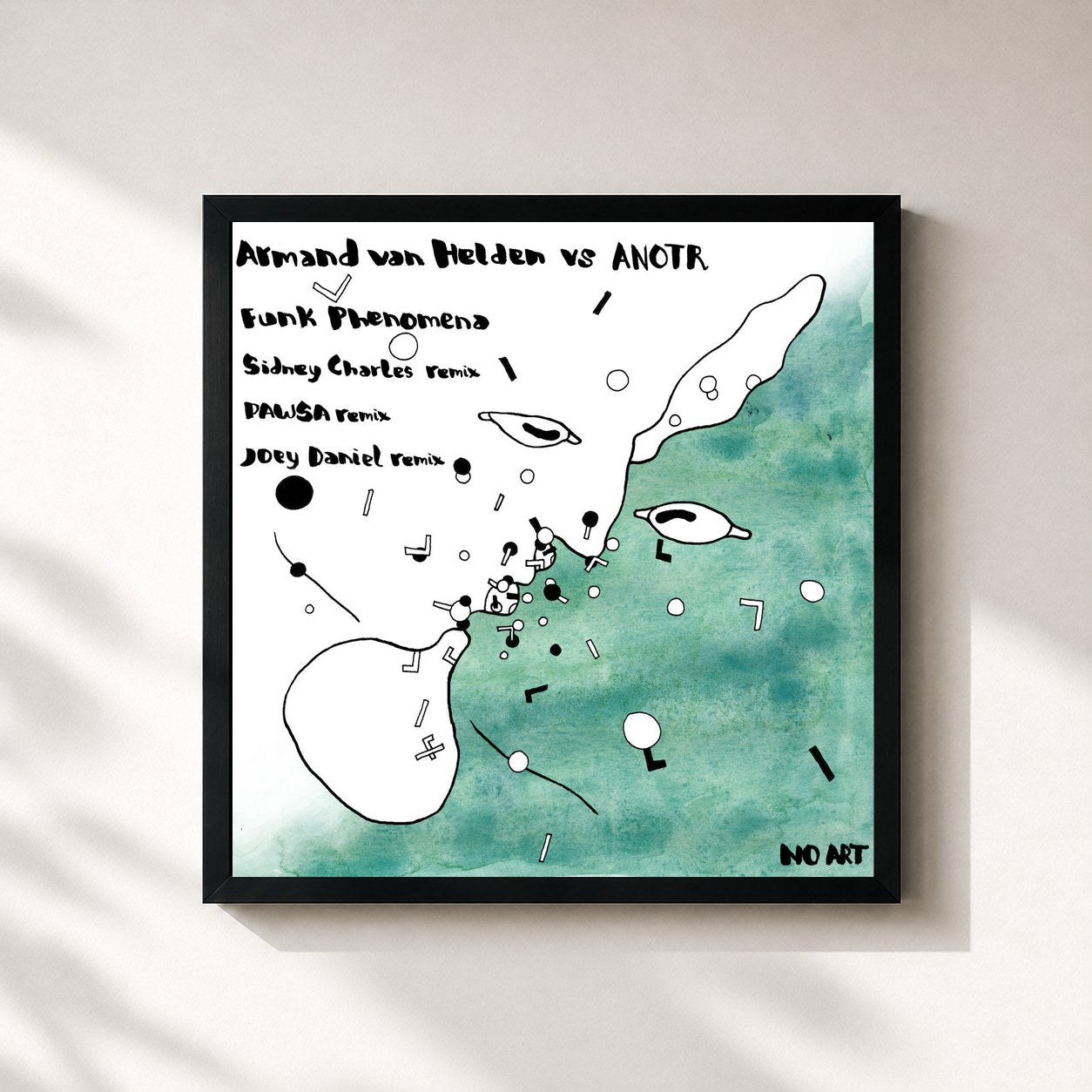 #noir Tableau carré de l'album Funk Phenomena (Remixes) de Armand van Helden, cadre noir 32x32 cm