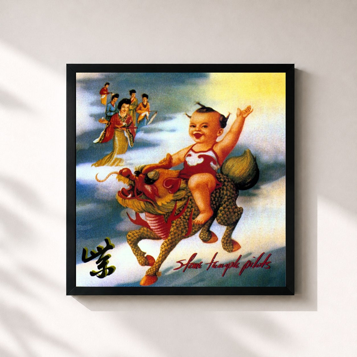 #noir Tableau carré de l'album Purple de Stone Temple Pilots, cadre noir 32x32 cm
