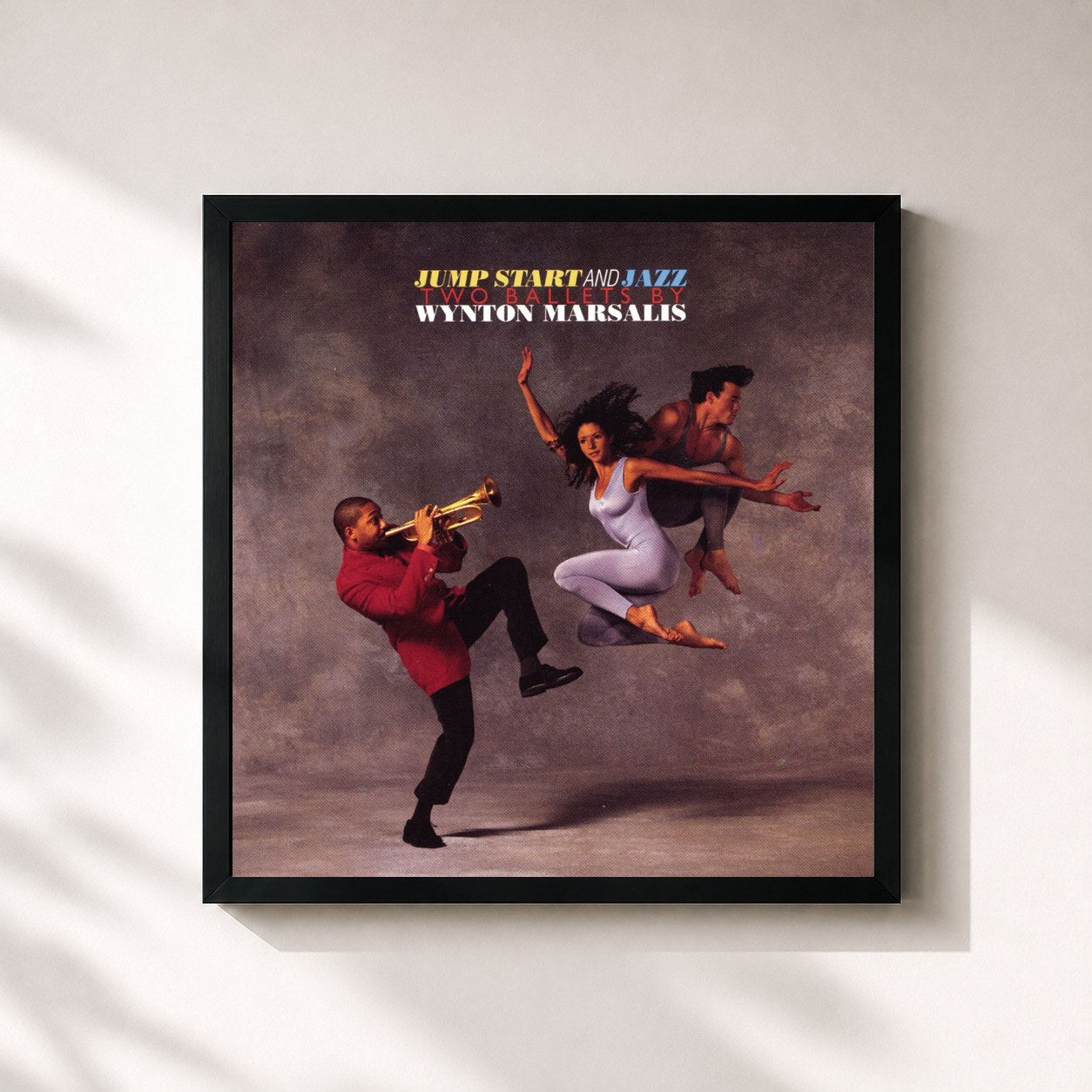 #noir Tableau carré de l'album Jump Start and Jazz - Two Ballets by Wynton Marsalis de Wynton Marsalis, cadre noir 32x32 cm
