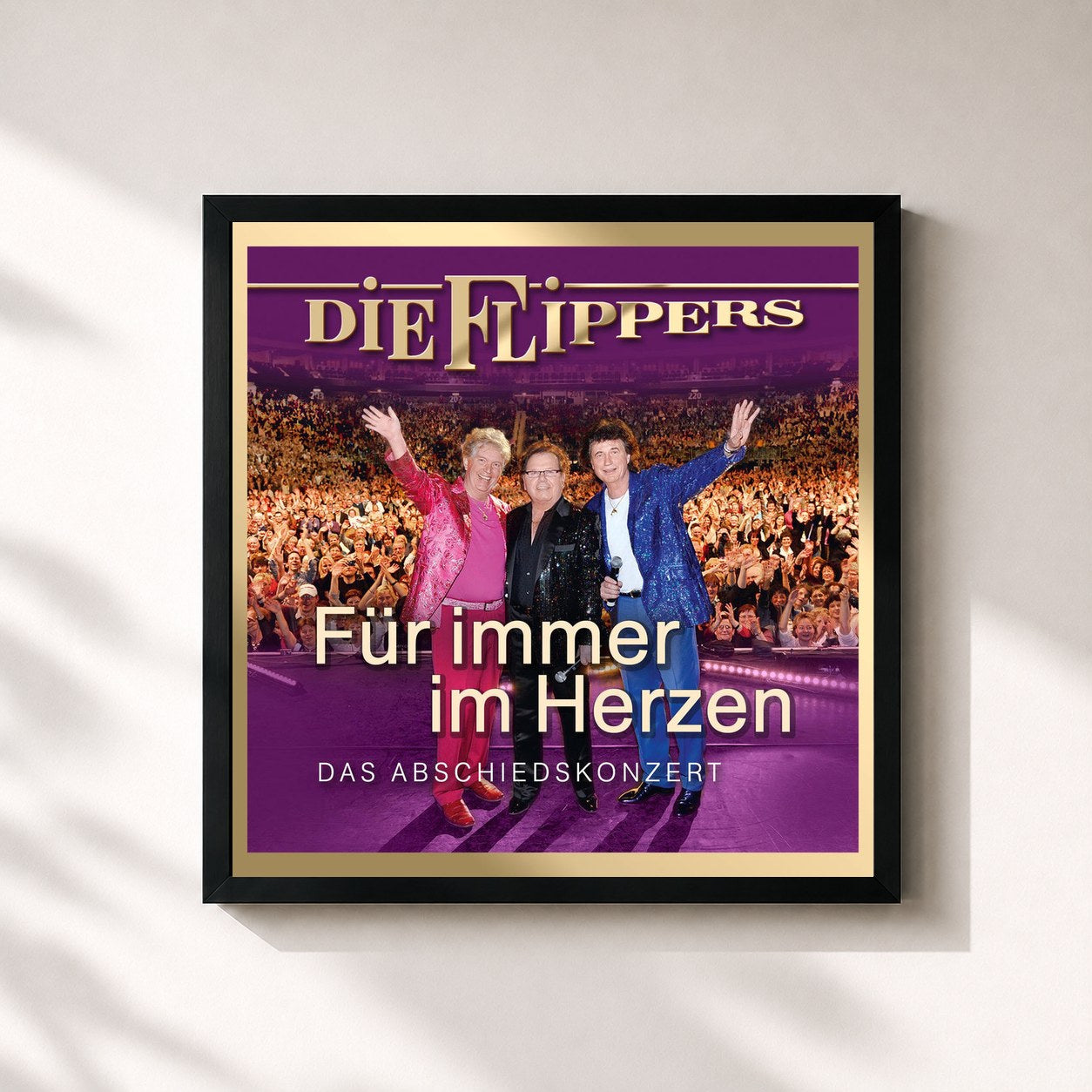 #noir Tableau carré de l'album Für immer im Herzen - Das Abschiedskonzert de Die Flippers, cadre noir 32x32 cm