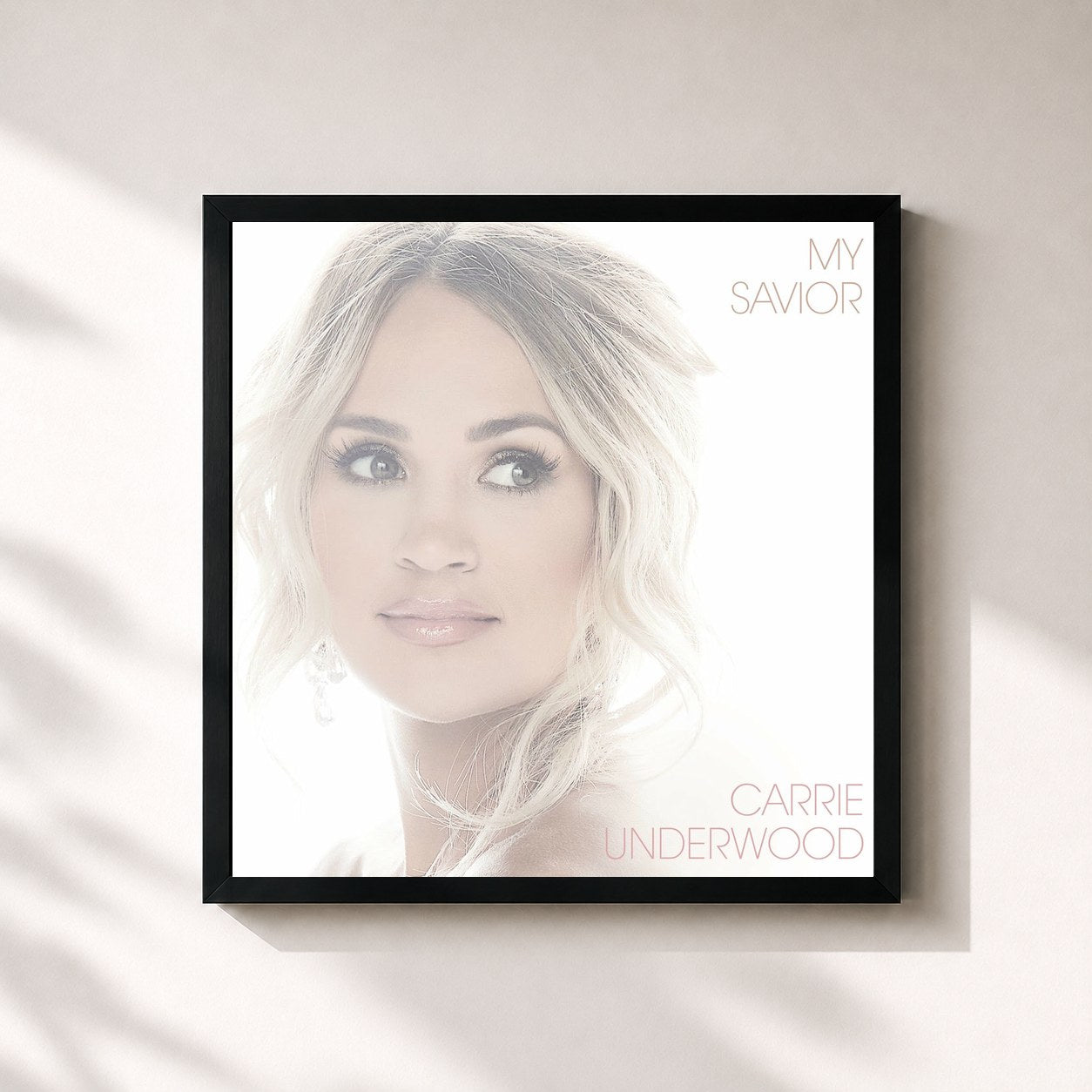 #noir Tableau carré de l'album My Savior de Carrie Underwood, cadre noir 32x32 cm