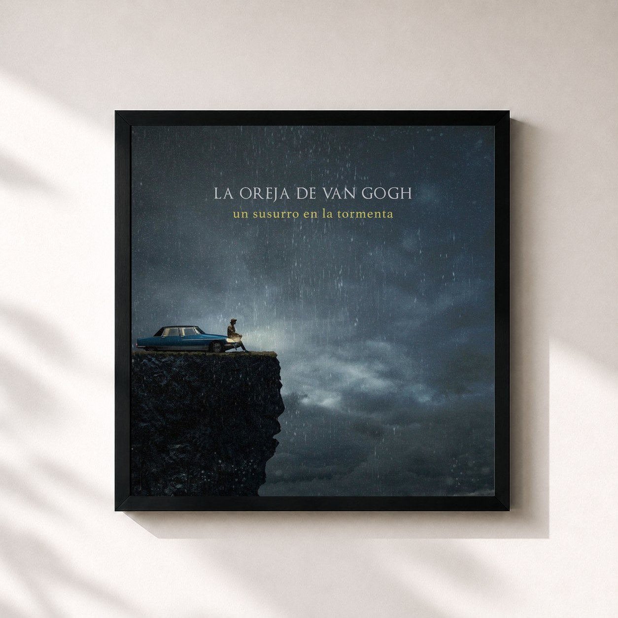 #noir Tableau carré de l'album Un Susurro en la Tormenta de La Oreja de Van Gogh, cadre noir 32x32 cm