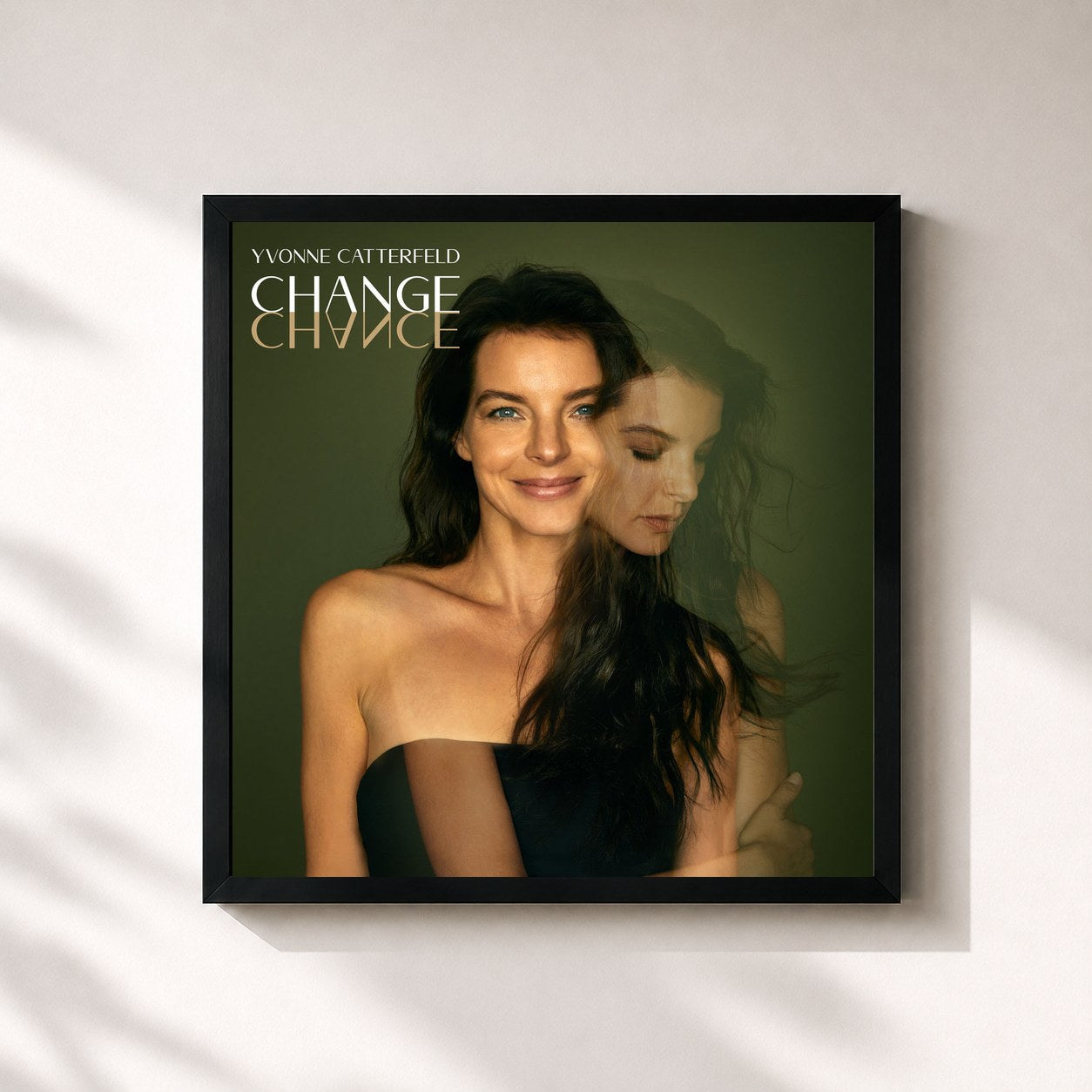 #noir Tableau carré de l'album Change de Yvonne Catterfeld, cadre noir 32x32 cm