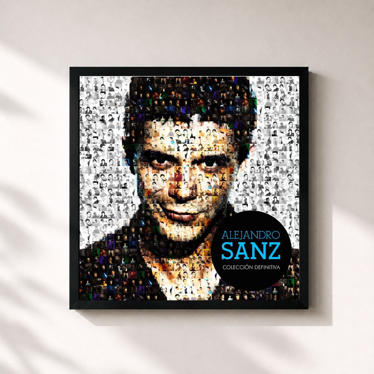 #noir Tableau carré de l'album Coleccion definitiva de Alejandro Sanz, cadre noir 32x32 cm