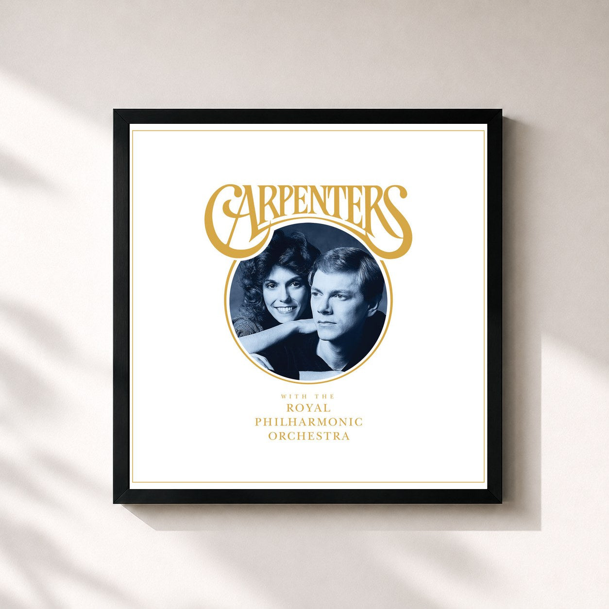#noir Tableau carré de l'album Carpenters With The Royal Philharmonic Orchestra de Carpenters, cadre noir 32x32 cm