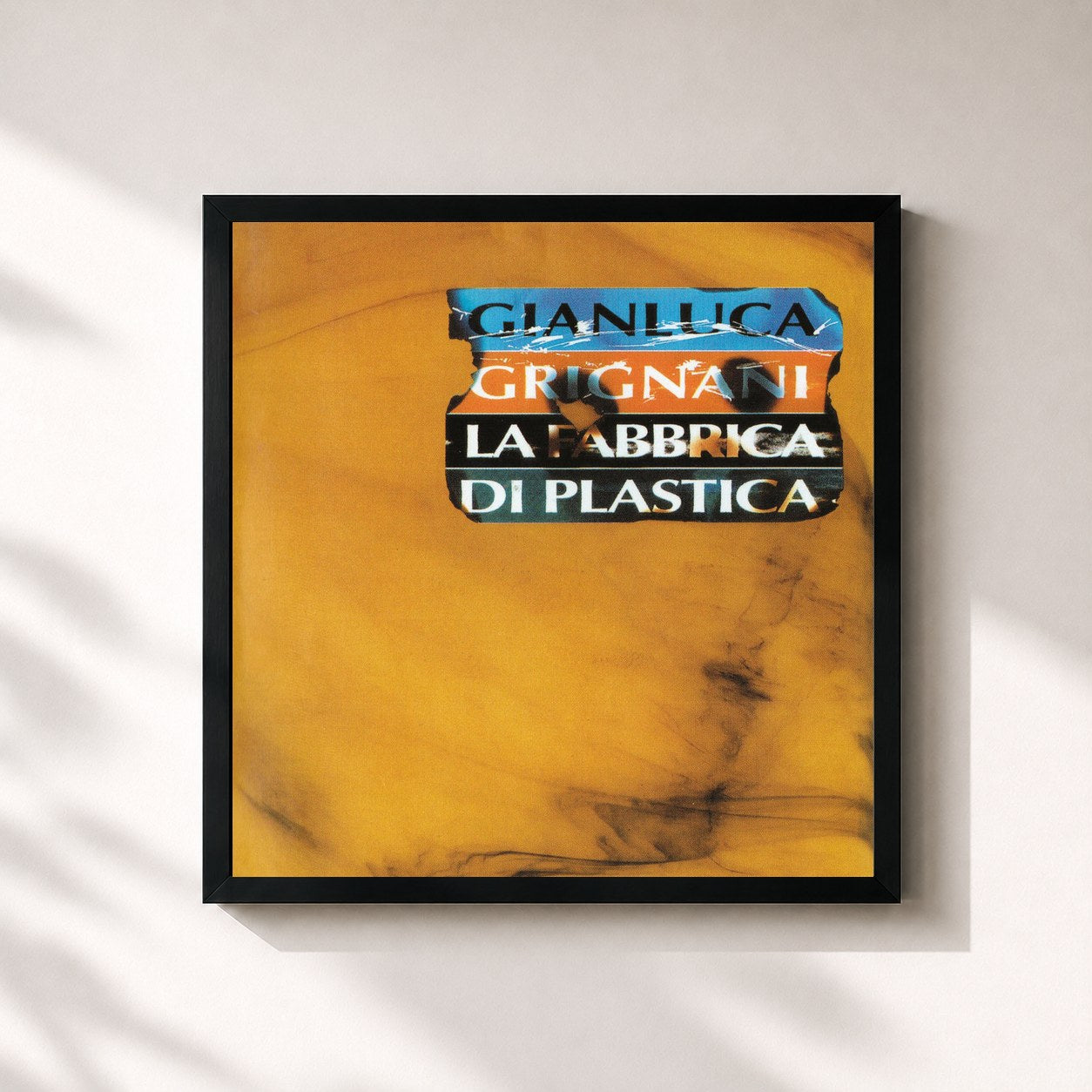 #noir Tableau carré de l'album La Fabbrica Di Plastica (25th Anniversary Deluxe Edition / Remastered 2021) de Gianluca Grignani, cadre noir 32x32 cm