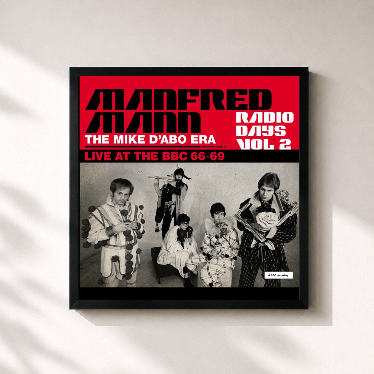 #noir Tableau carré de l'album Radio Days, Vol. 2: Manfred Mann Chapter Two (The Mike D'abo Era) de Manfred Mann, cadre noir 32x32 cm