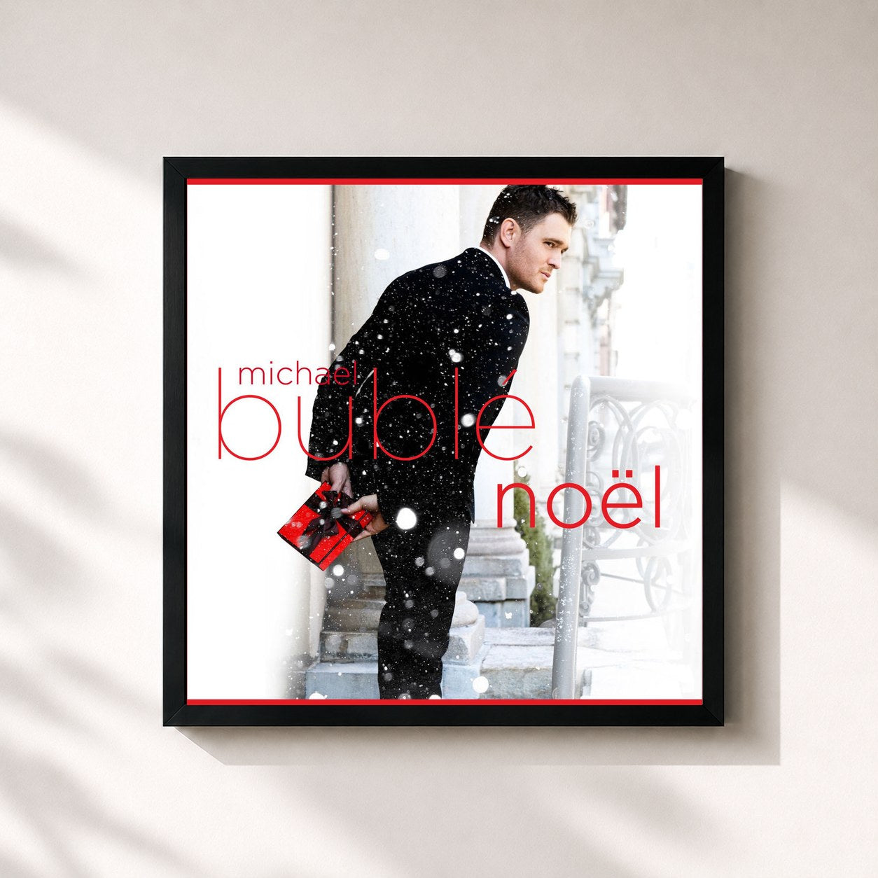 #noir Tableau carré de l'album Noël de Michael Bublé, cadre noir 32x32 cm