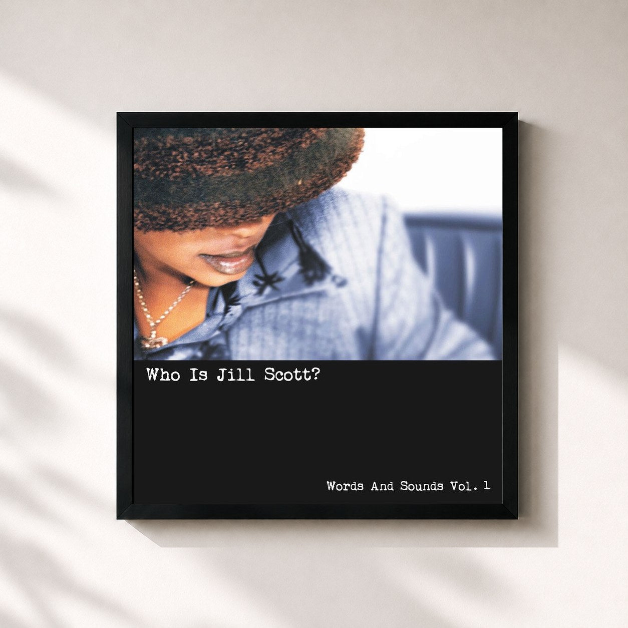 #noir Tableau carré de l'album Who Is Jill Scott? - Words and Sounds, Vol. 1 de Jill Scott, cadre noir 32x32 cm