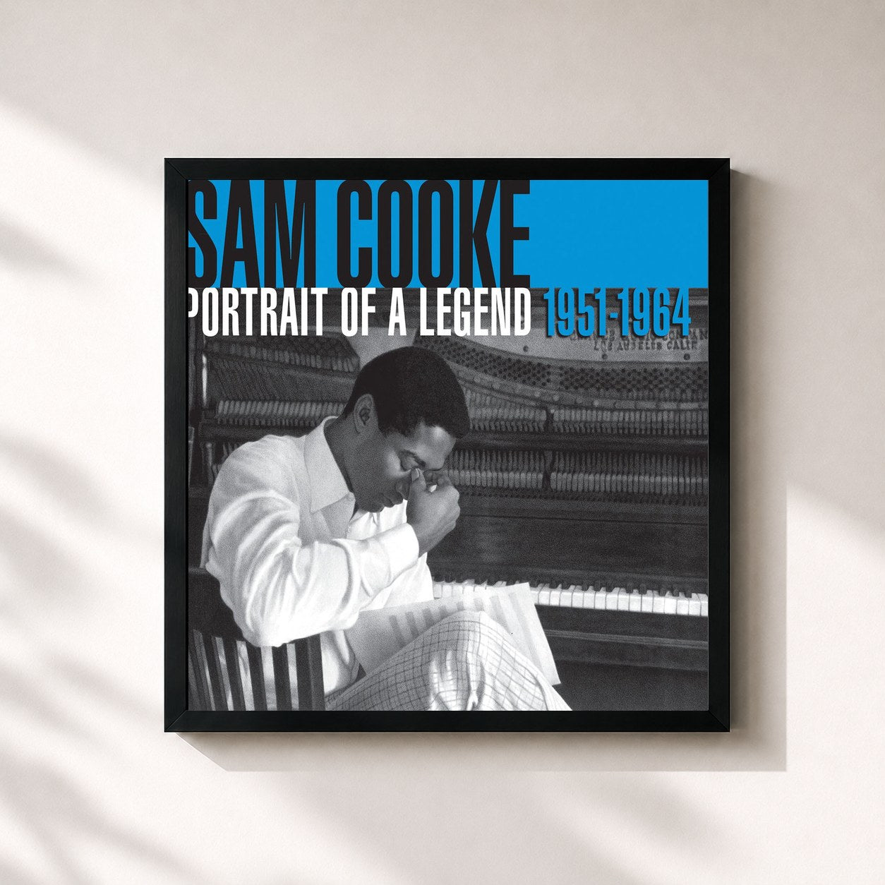 #noir Tableau carré de l'album Sam Cooke: Portrait Of A Legend 1951-1964 de Sam Cooke, cadre noir 32x32 cm