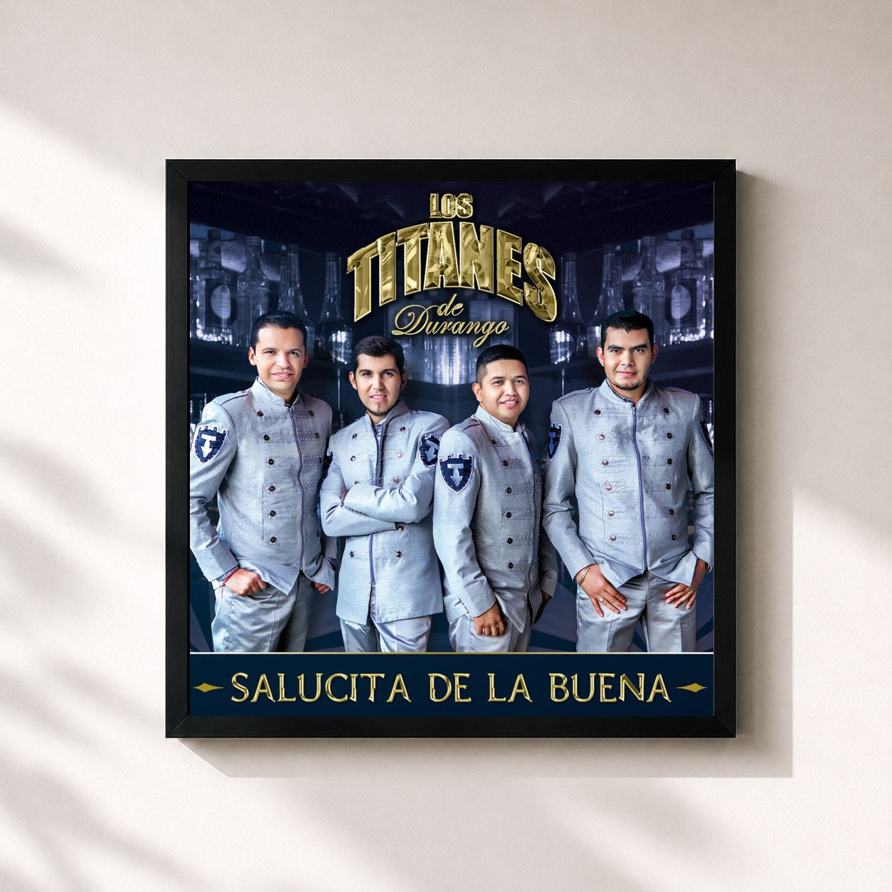 #noir Tableau carré de l'album Salucita De La Buena de Los Titanes De Durango, cadre noir 32x32 cm