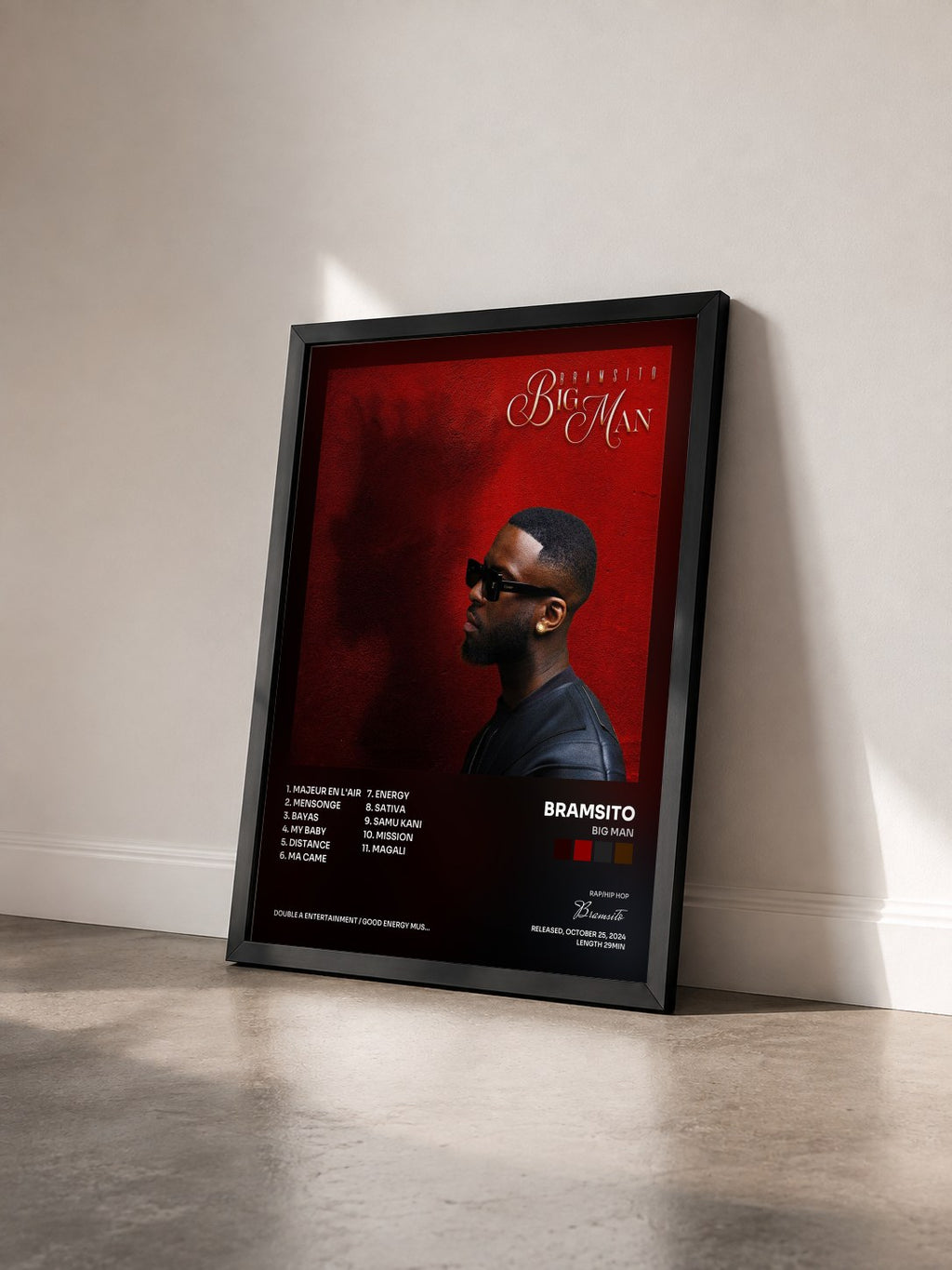 #noir Tableau de l'album BIG MAN de Bramsito vu de trois quarts, cadre noir