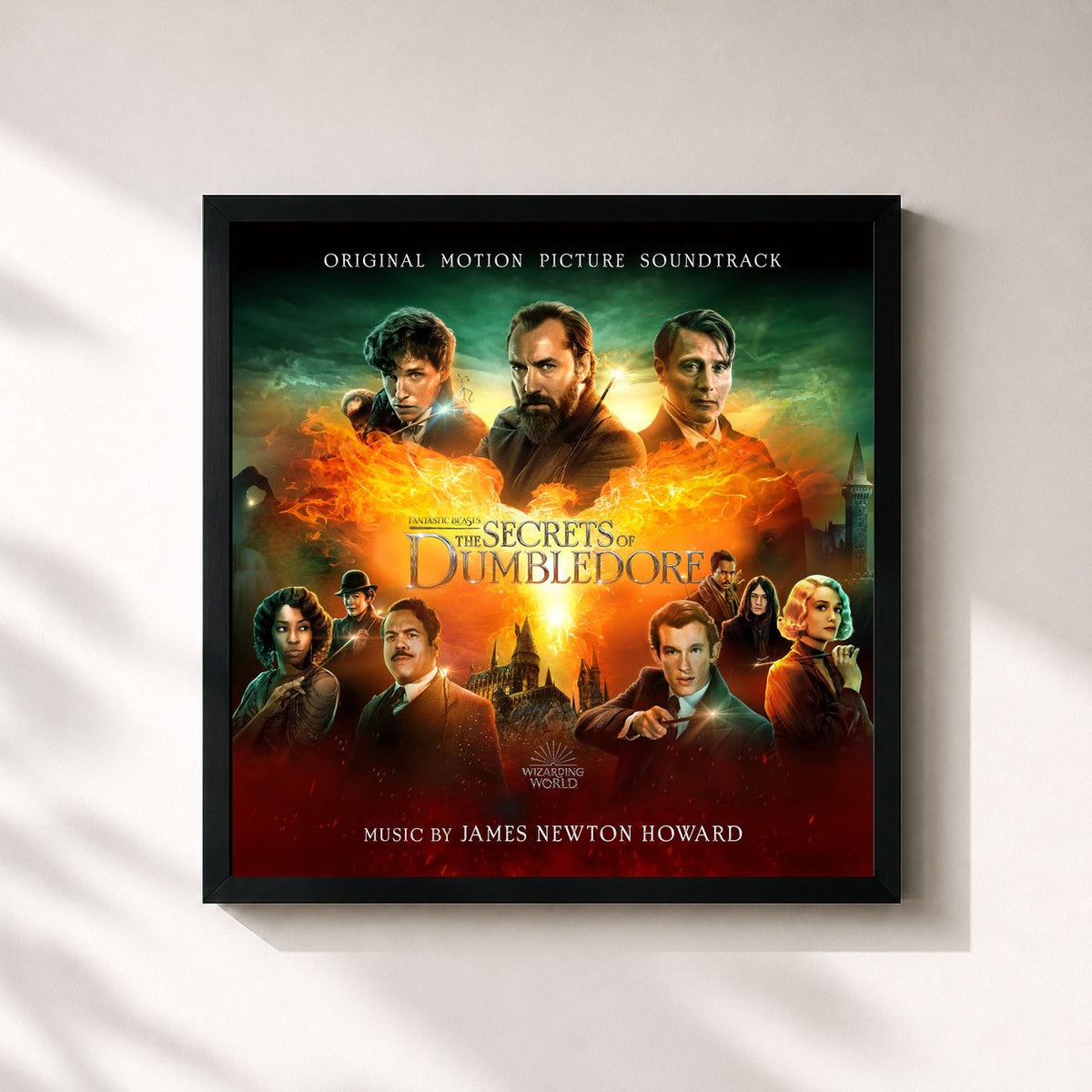 #noir Fantastic Beasts: The Secrets of Dumbledore (Original Motion Picture Soundtrack) by James Newton Howard as a square framed art print, black 32x32 cm frame