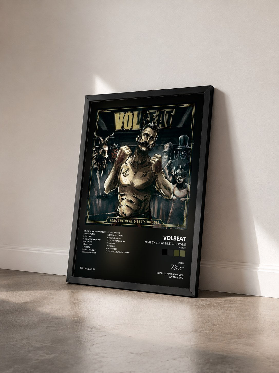 #noir Tableau de l'album Seal The Deal & Let's Boogie (Deluxe) de Volbeat vu de trois quarts, cadre noir