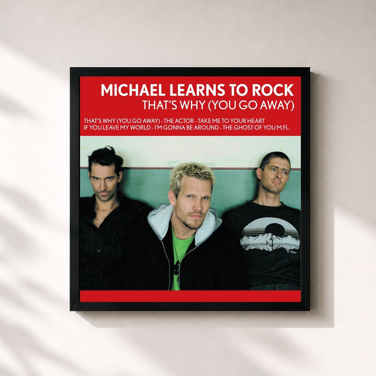 #noir Tableau carré de l'album That's Why (You Go Away) de Michael Learns to Rock, cadre noir 32x32 cm