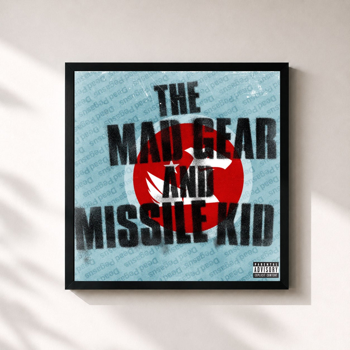 #noir Tableau carré de l'album The Mad Gear and Missile Kid EP de My Chemical Romance, cadre noir 32x32 cm