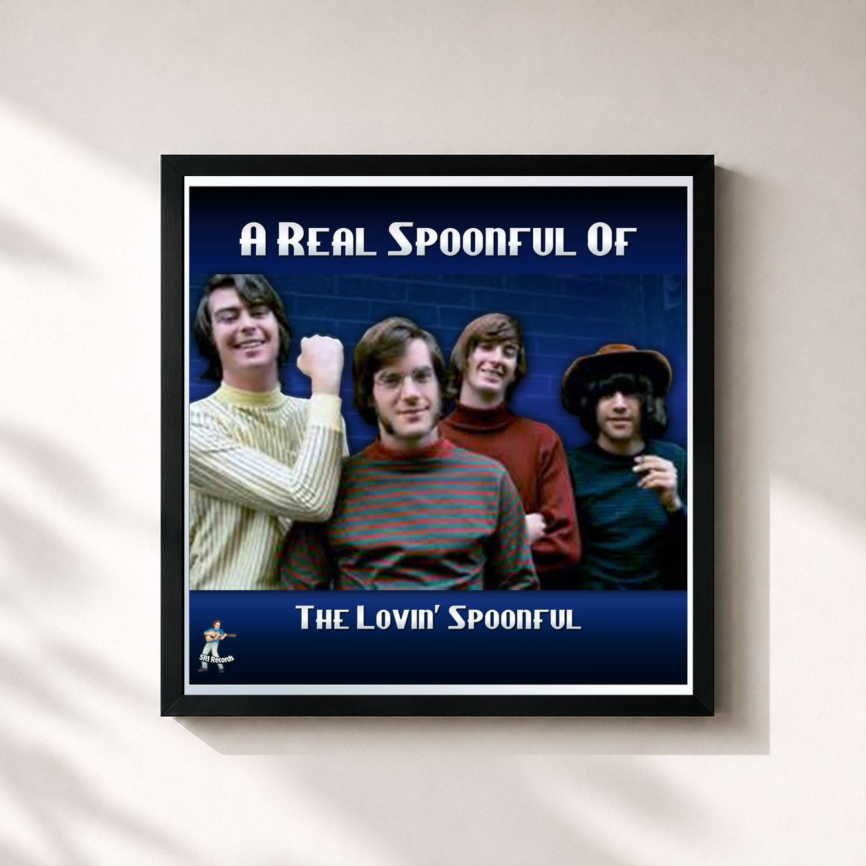 #noir Tableau carré de l'album A Real Spoonful of The Lovin Spoonful de The Lovin' Spoonful, cadre noir 32x32 cm