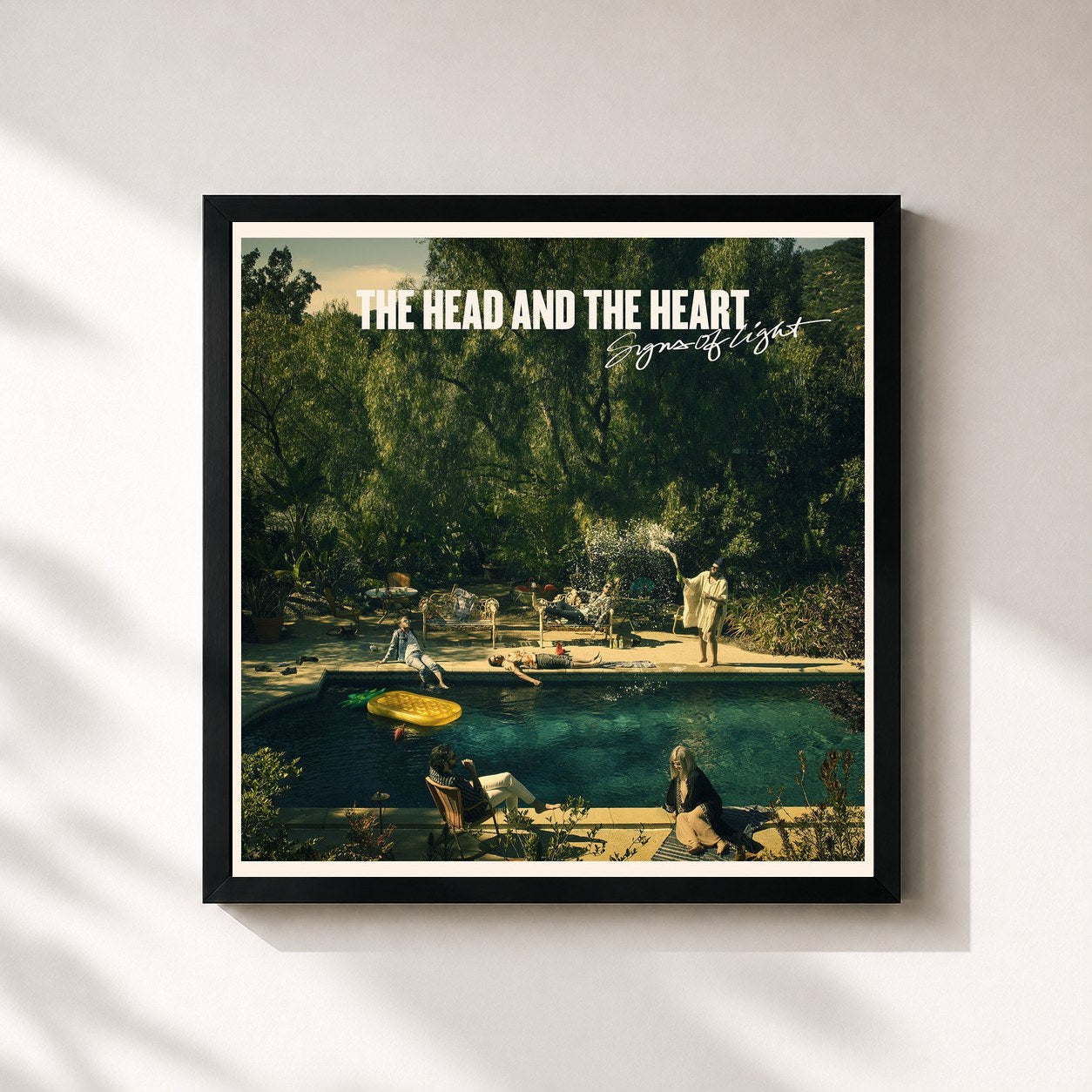 #noir Tableau carré de l'album Signs of Light de The Head And The Heart, cadre noir 32x32 cm