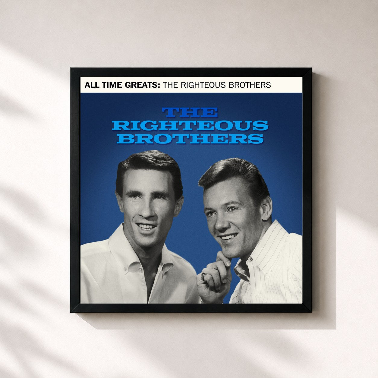 #noir Tableau carré de l'album All Time Greats de The Righteous Brothers, cadre noir 32x32 cm