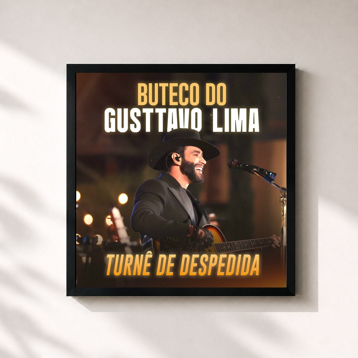 #noir Tableau carré de l'album Buteco do Gusttavo Lima - Turnê de Despedida de Gusttavo Lima, cadre noir 32x32 cm