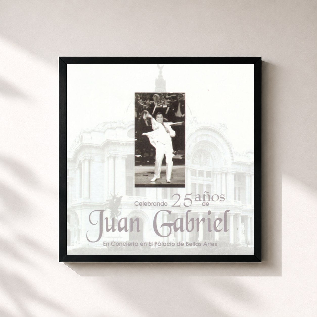 #noir Tableau carré de l'album Celebrando 25 Años De Juan Gabriel En El Palacio De Bellas Artes de Juan Gabriel, cadre noir 32x32 cm