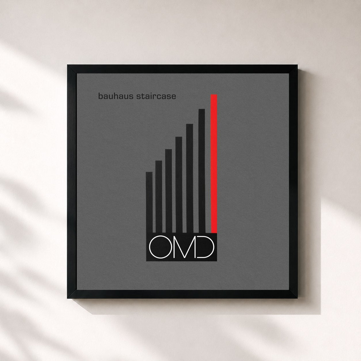 #noir Tableau carré de l'album Bauhaus Staircase de Orchestral Manoeuvres In The Dark, cadre noir 32x32 cm