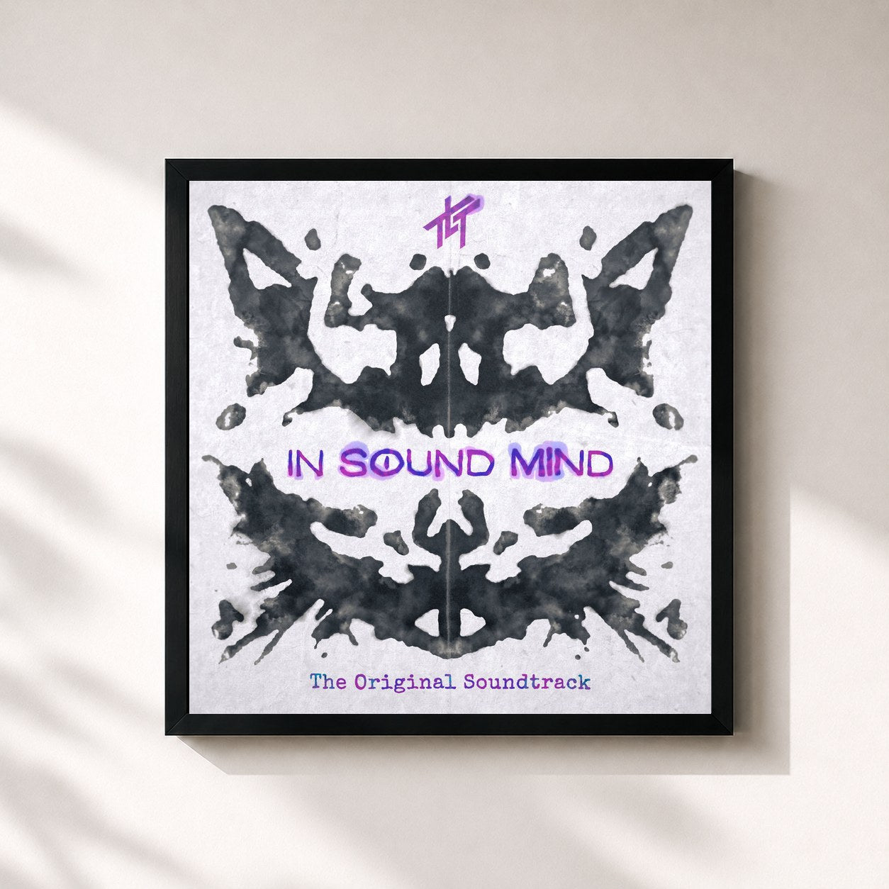 #noir Tableau carré de l'album In Sound Mind - Original Soundtrack de The Living Tombstone, cadre noir 32x32 cm