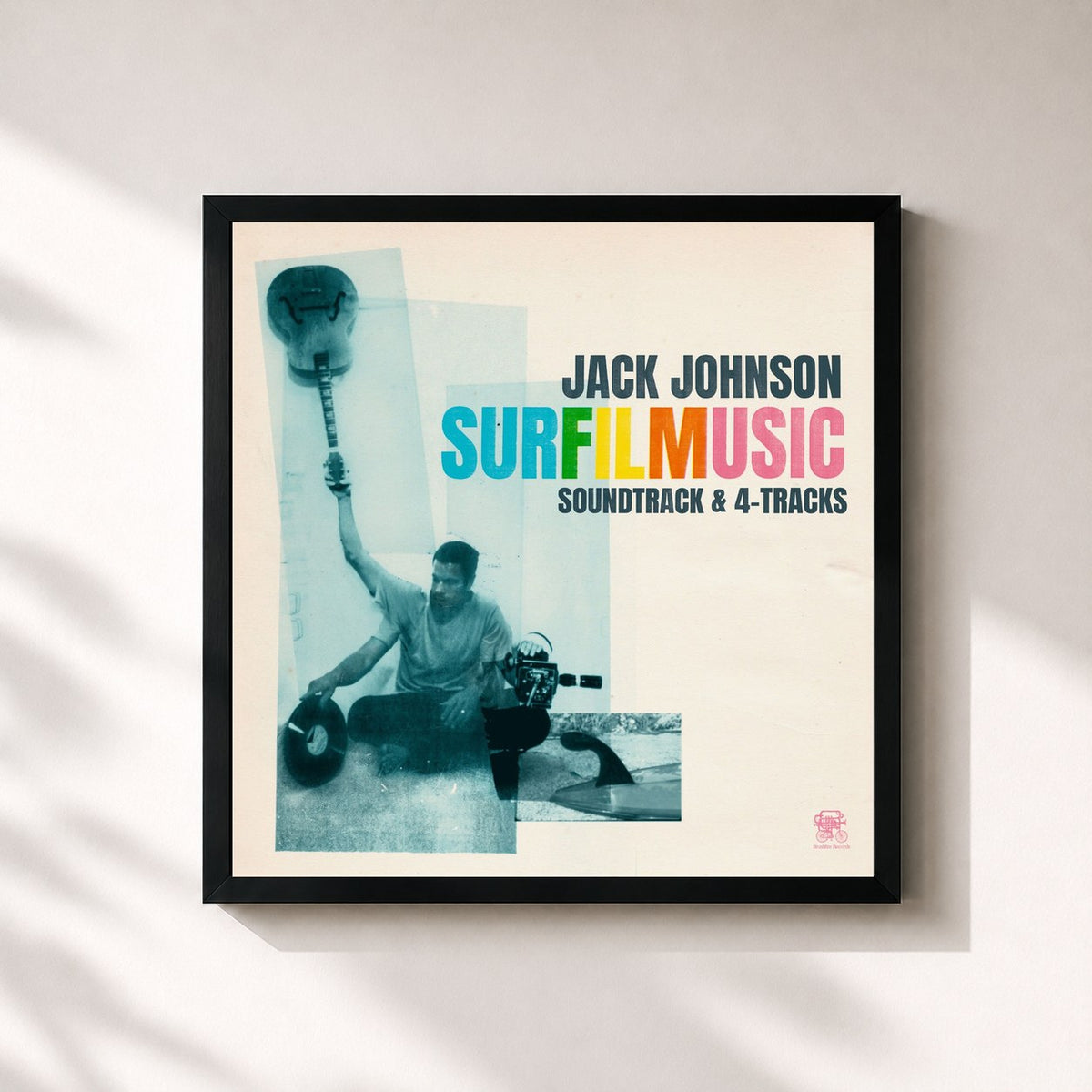 #noir SURFILMUSIC (Soundtrack & 4-Tracks) von Jack Johnson als quadratischer Kunstdruck, schwarzer Rahmen 32x32 cm