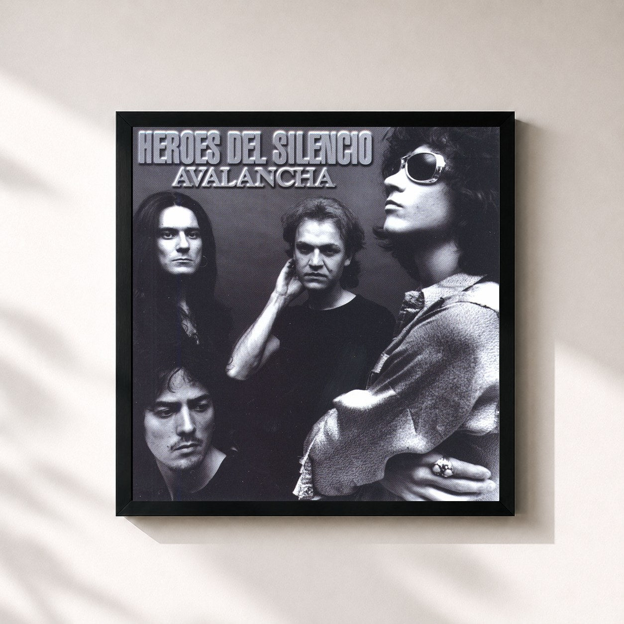 #noir Tableau carré de l'album Avalancha de Héroes del Silencio, cadre noir 32x32 cm