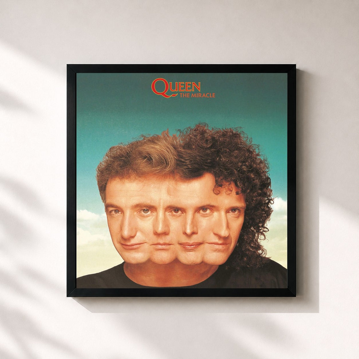 #noir Tableau carré de l'album The Miracle de Queen, cadre noir 32x32 cm