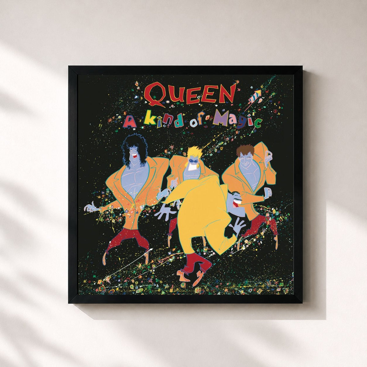 #noir Tableau carré de l'album A Kind Of Magic de Queen, cadre noir 32x32 cm