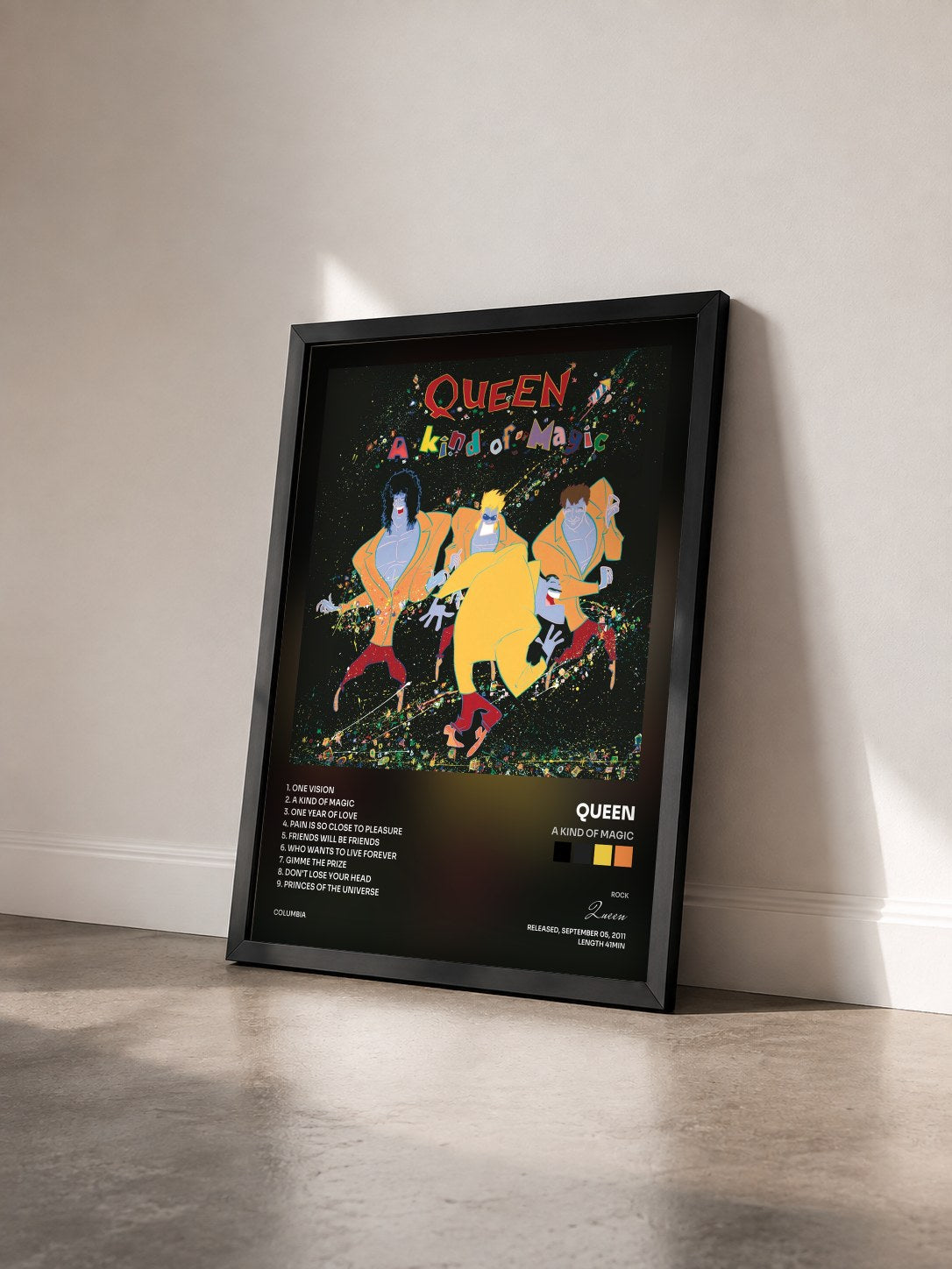 #noir Tableau de l'album A Kind Of Magic de Queen vu de trois quarts, cadre noir