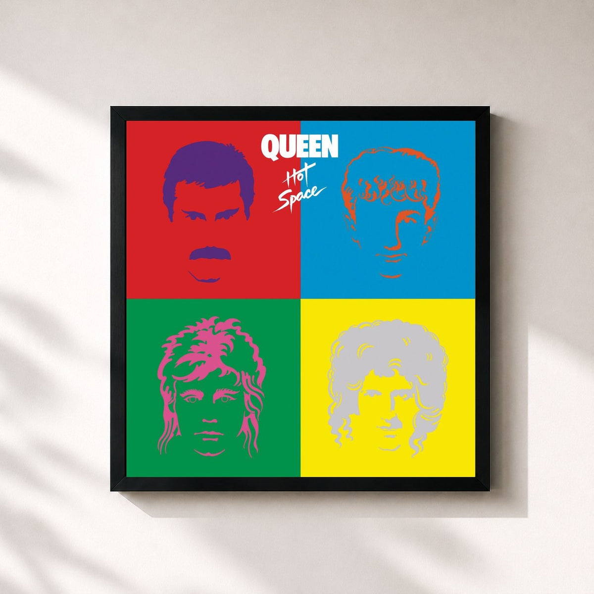 #noir Tableau carré de l'album Hot Space de Queen, cadre noir 32x32 cm