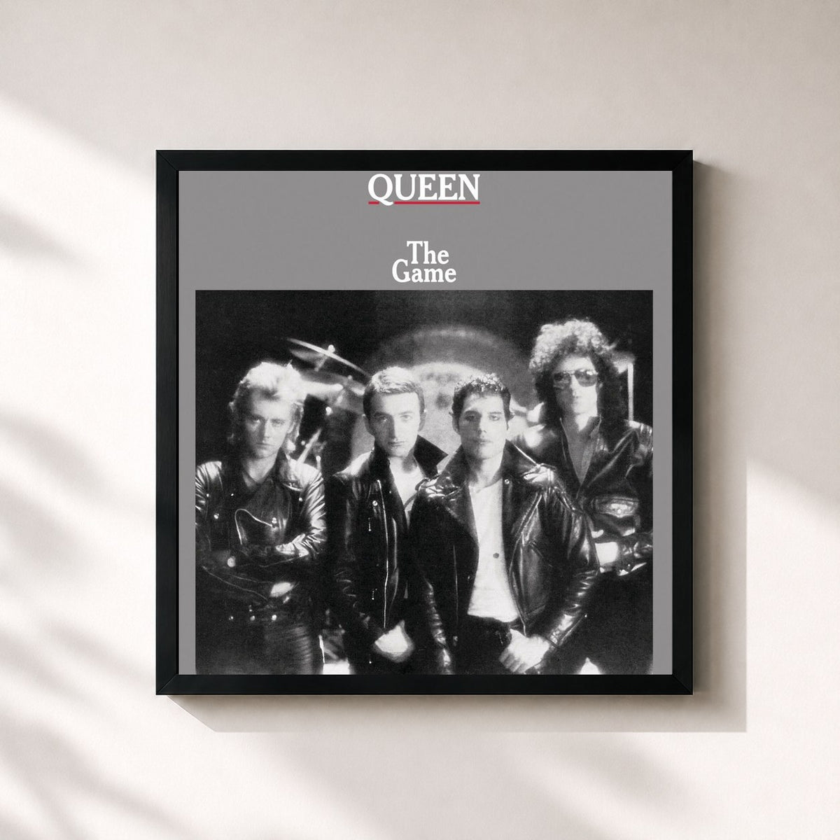 #noir Tableau carré de l'album The Game de Queen, cadre noir 32x32 cm