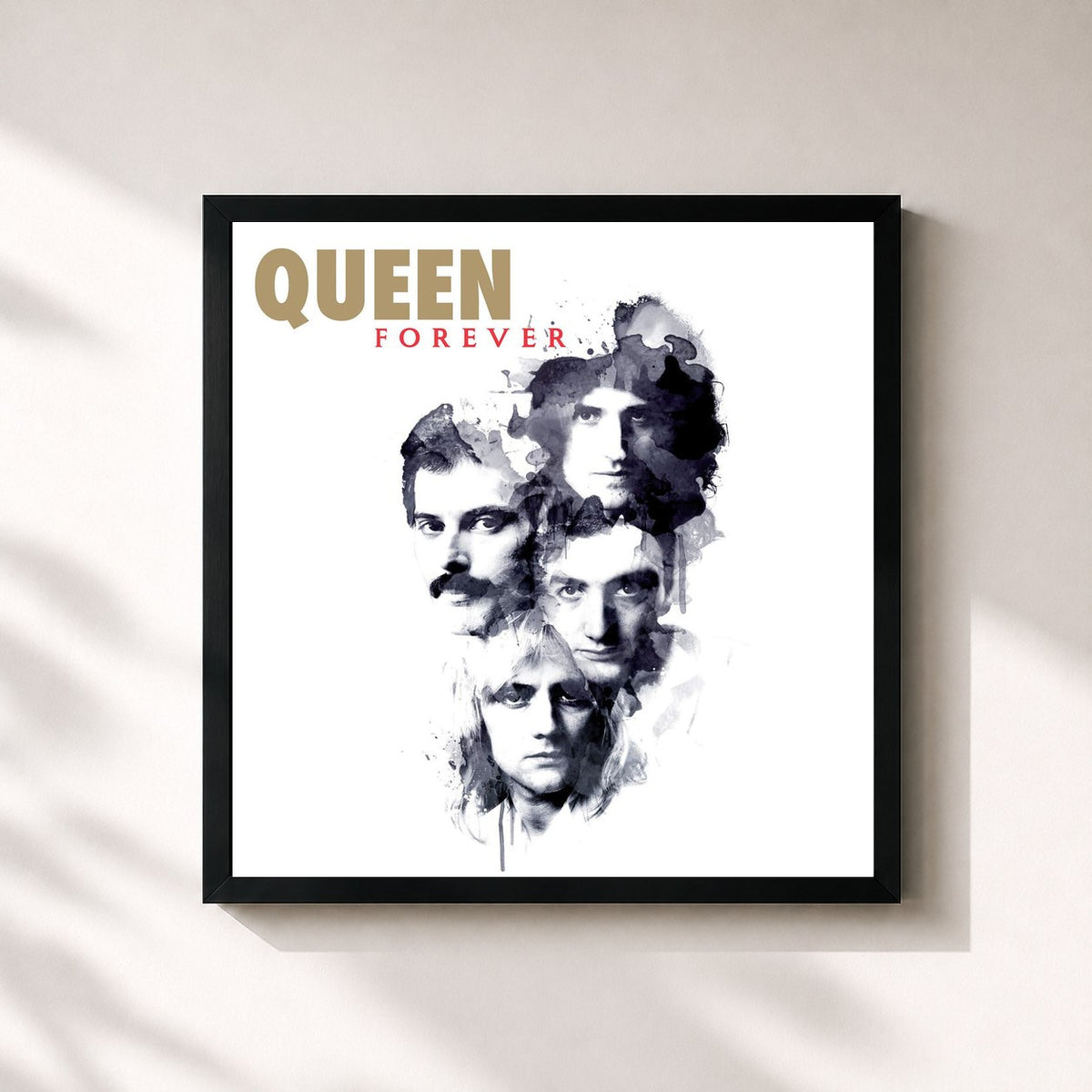 #noir Tableau carré de l'album Queen Forever de Queen, cadre noir 32x32 cm