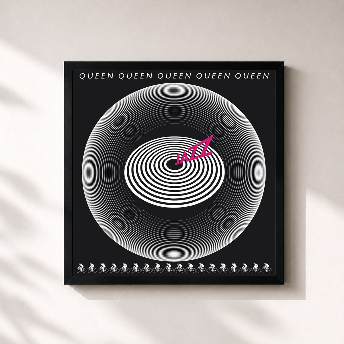 #noir Tableau carré de l'album Jazz de Queen, cadre noir 32x32 cm
