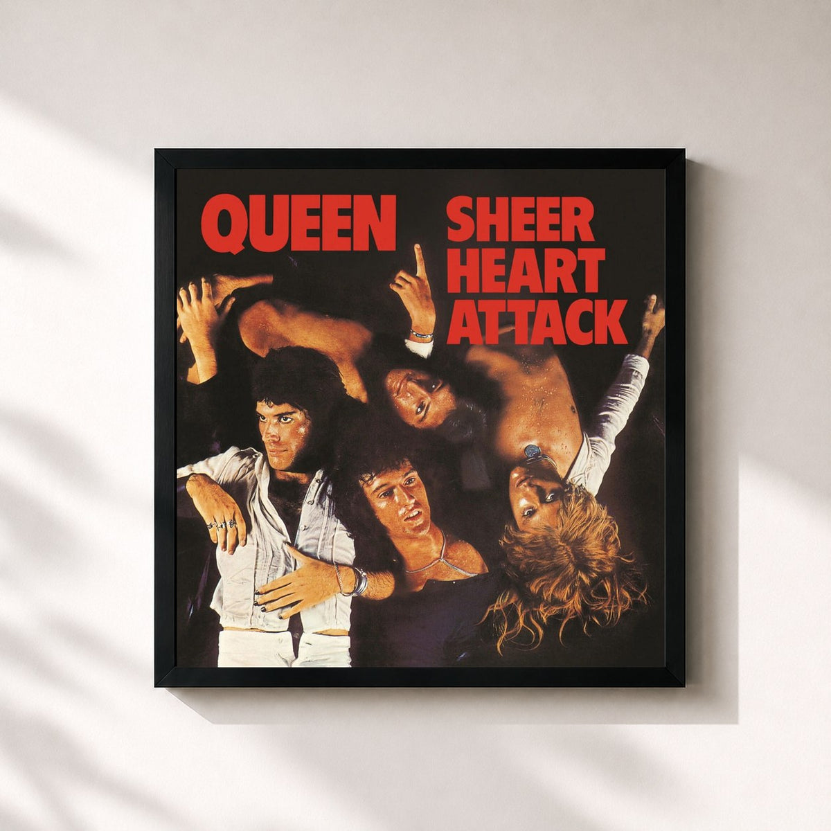 #noir Tableau carré de l'album Sheer Heart Attack de Queen, cadre noir 32x32 cm