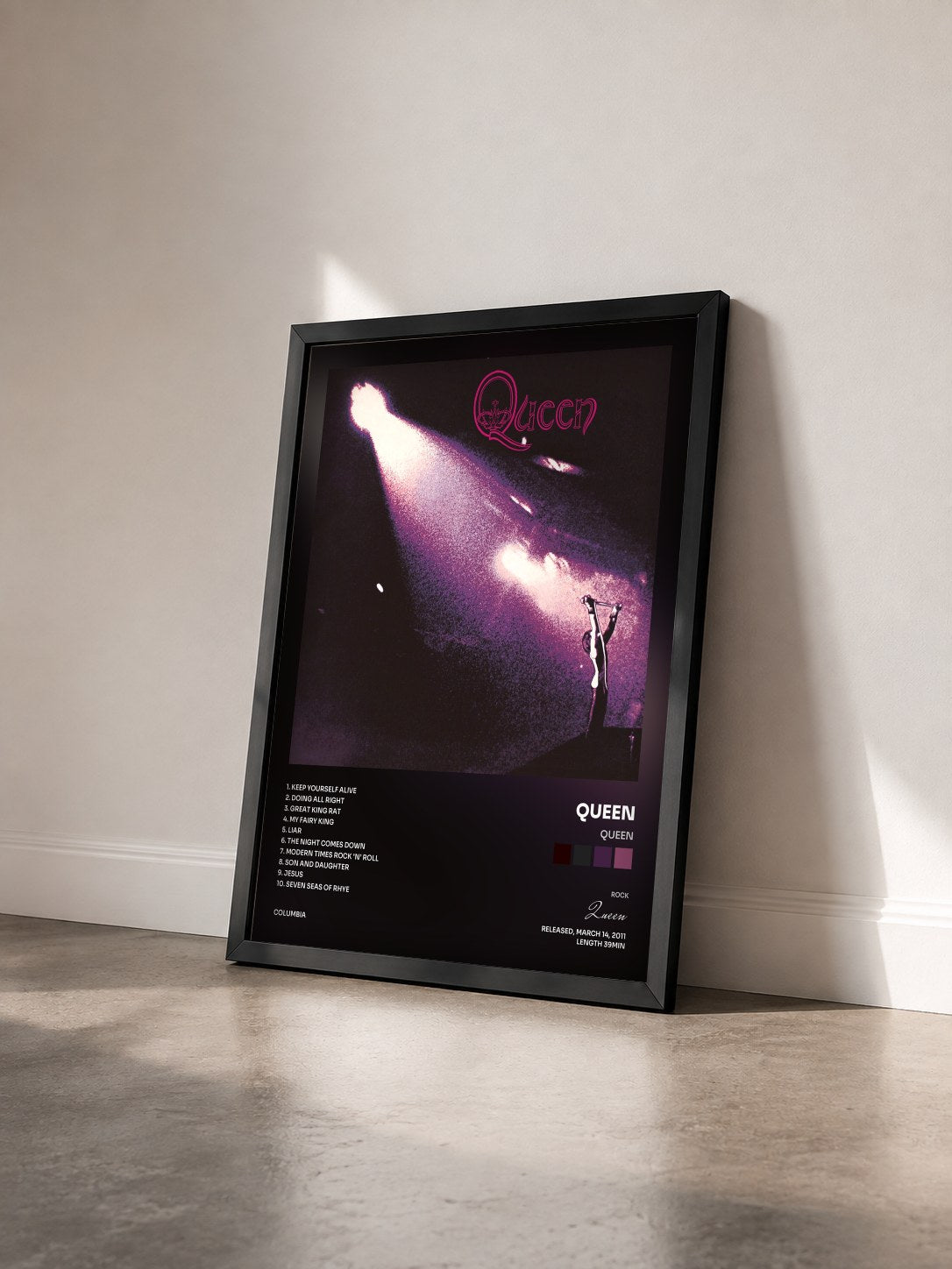#noir Tableau de l'album Queen de Queen vu de trois quarts, cadre noir