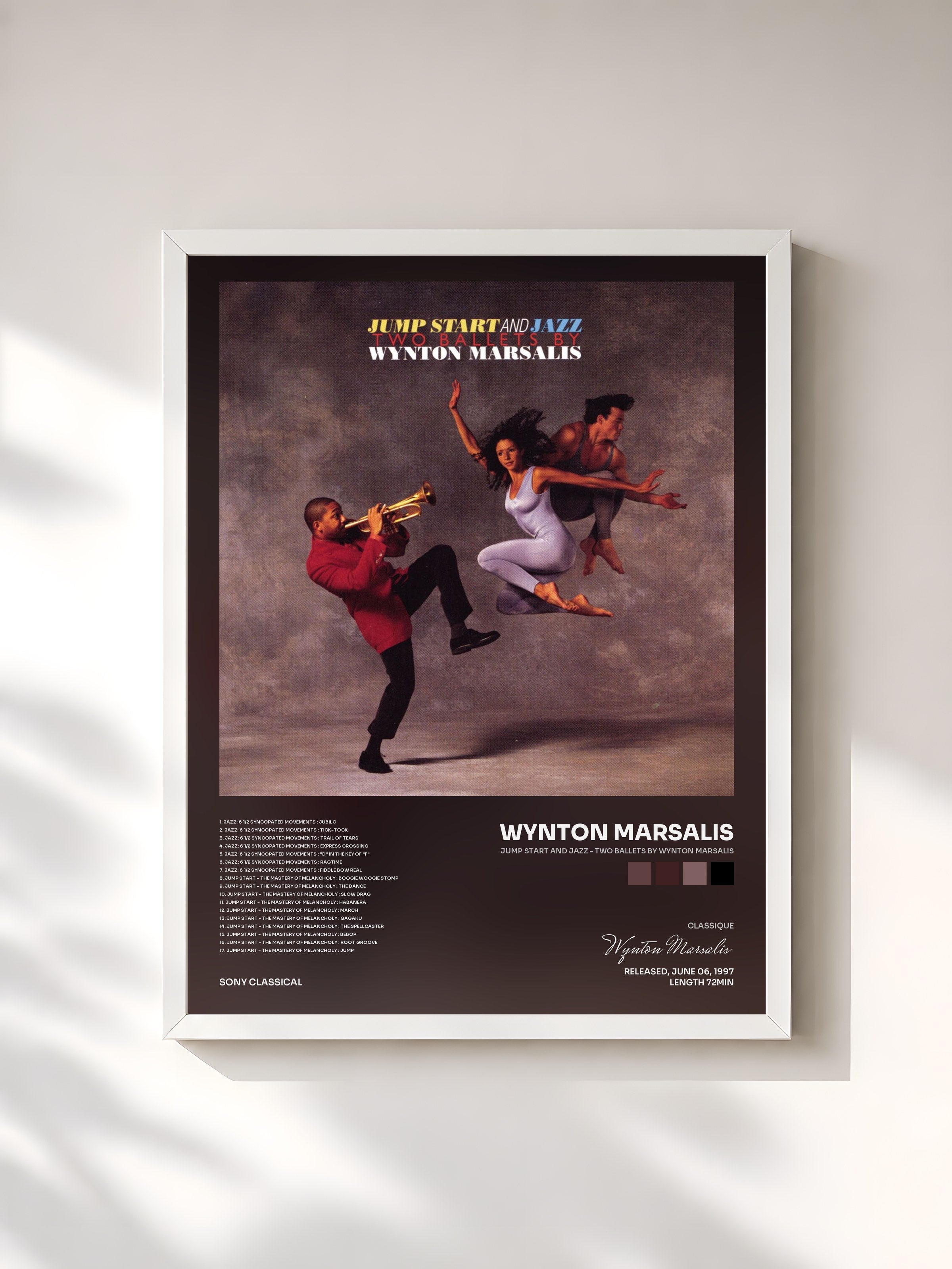 #blanc Tableau de l'album Jump Start and Jazz - Two Ballets by Wynton Marsalis de Wynton Marsalis, cadre blanc, imprimé et encadré en France